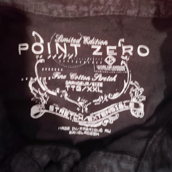 Point Zero 1/4 button up black grey short sleeve T-shirt men's size XXL - Picture 7 of 7